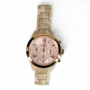 Fossil Womens Stainless Steel Watch With Ivory Resin Band